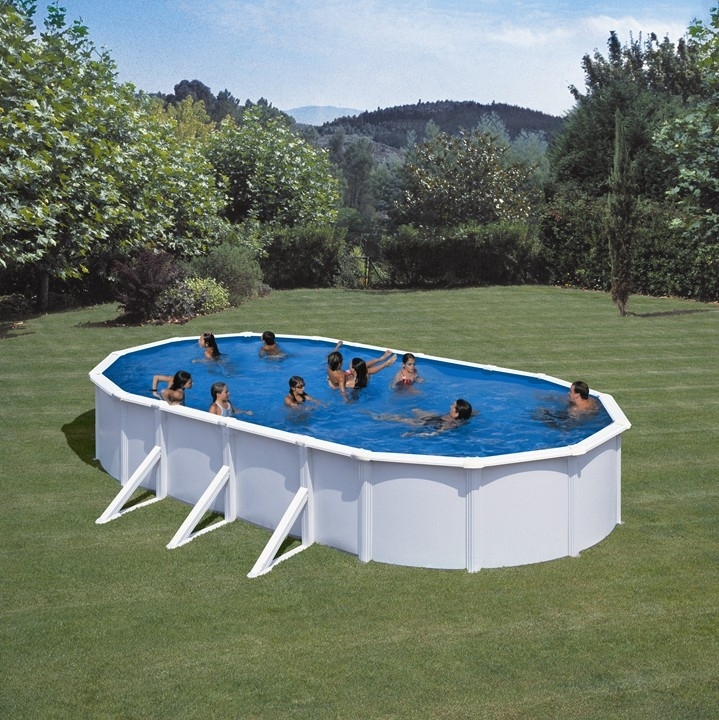 KIT610ECO GRE PISCINA FUORITERRA FIDJI 610x375x120 Cm IN ACCIAIO BIANCO